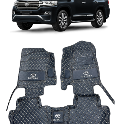 Toyota Land Cruiser 7D Stitched Floor Mat Black Multi Color Thread 4 Pcs - Model 2008-2022